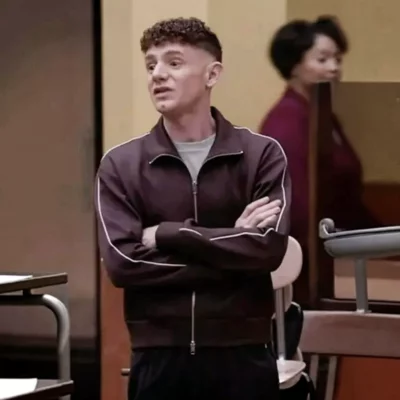 Abbott Elementary S05 Jacob Hill track jacket casual zip-up sports jacket worn by Jacob Hill