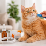 Cat grooming with flea treatment products