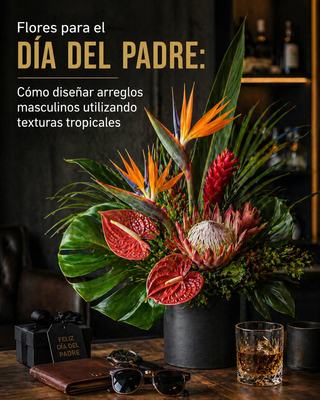Flores para el Día del Padre Cómo diseñar arreglos masculinos utilizando texturas tropicales