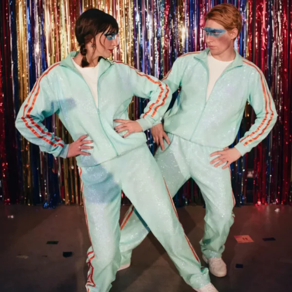 Opalite Taylor Swift Tracksuit in blue with shimmering sequin finish – Celebrity Tracksuits fashion