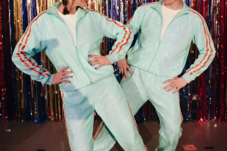 Opalite Taylor Swift Tracksuit in blue with shimmering sequin finish – Celebrity Tracksuits fashion