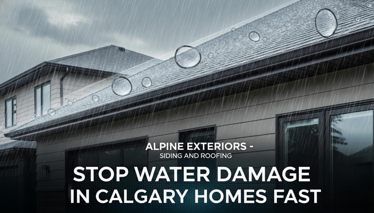 Eavestough in Calgary preventing roof water damage