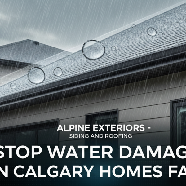 Eavestough in Calgary preventing roof water damage