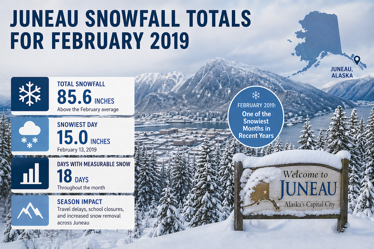 Juneau Snowfall Totals for February 2019