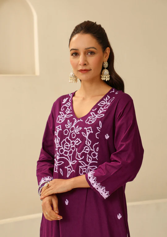 cotton chikankari kurta set