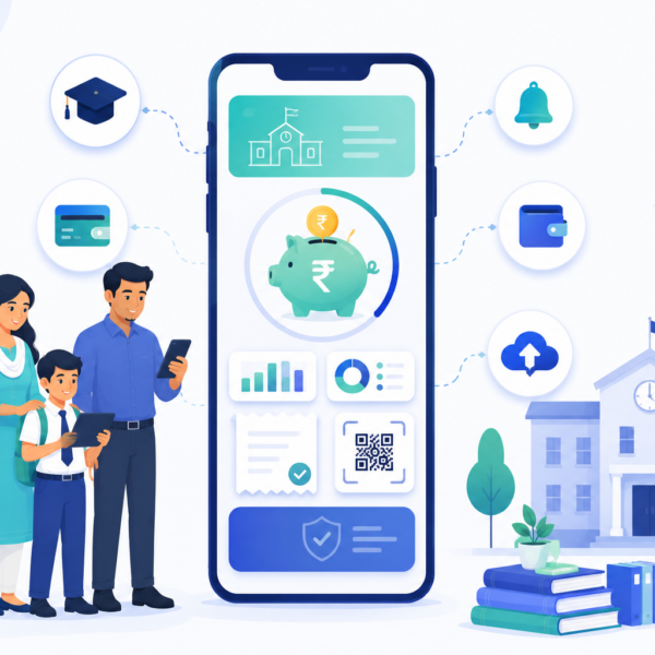 Modern school fee management system showing automated digital payments, online fee collection dashboard, parent mobile payments, and smart school ERP automation for efficient school administration.