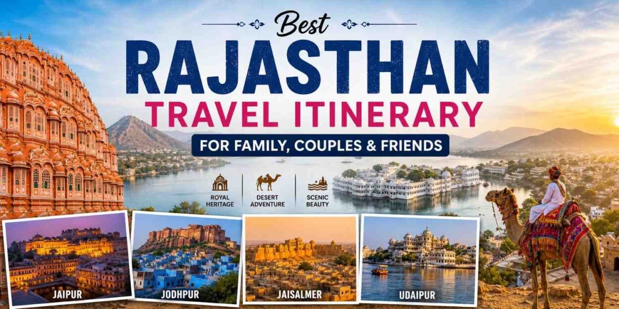 Best Rajasthan travel itinerary covering Jaipur Jodhpur Jaisalmer Udaipur for family couples and friends
