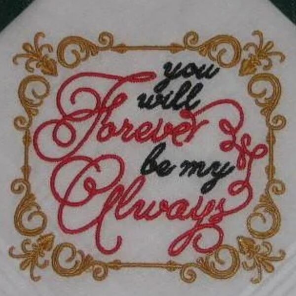 Wedding handkerchief with You will Forever be my Always 181 Embroidered handkerchief