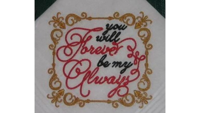 Wedding handkerchief with You will Forever be my Always 181 Embroidered handkerchief