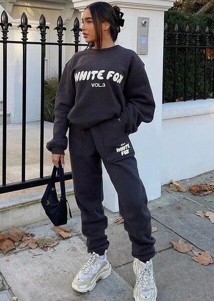 White Fox Graphic Sweatshirt & Jogger Co-Ord