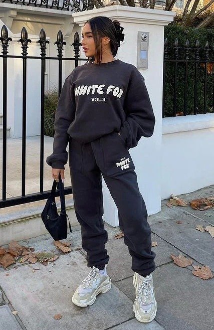 White Fox Graphic Sweatshirt & Jogger Co-Ord