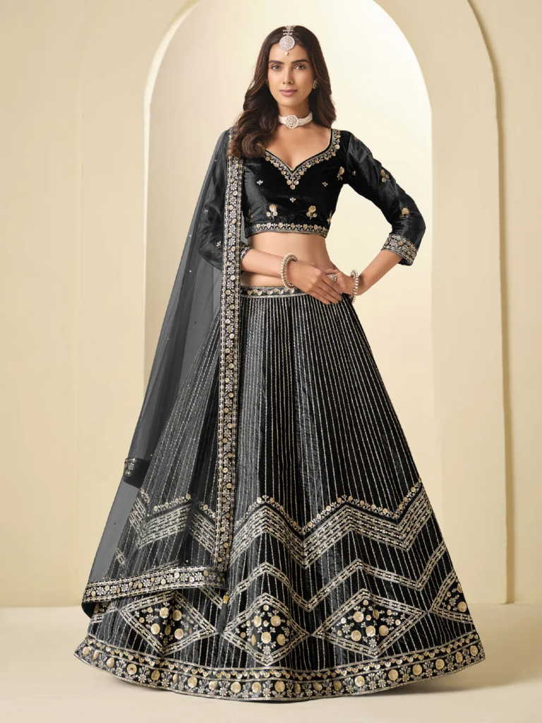 velvet-designer-lehengas