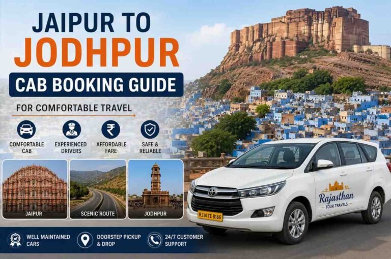 Jaipur to Jodhpur cab booking guide with comfortable taxi service and Rajasthan road trip
