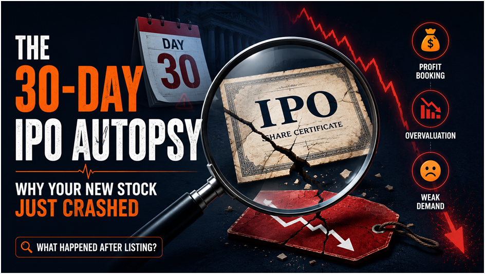 IPO Autopsy article cover image analyzing IPO performance, valuation, market trends, and post-listing outcomes.